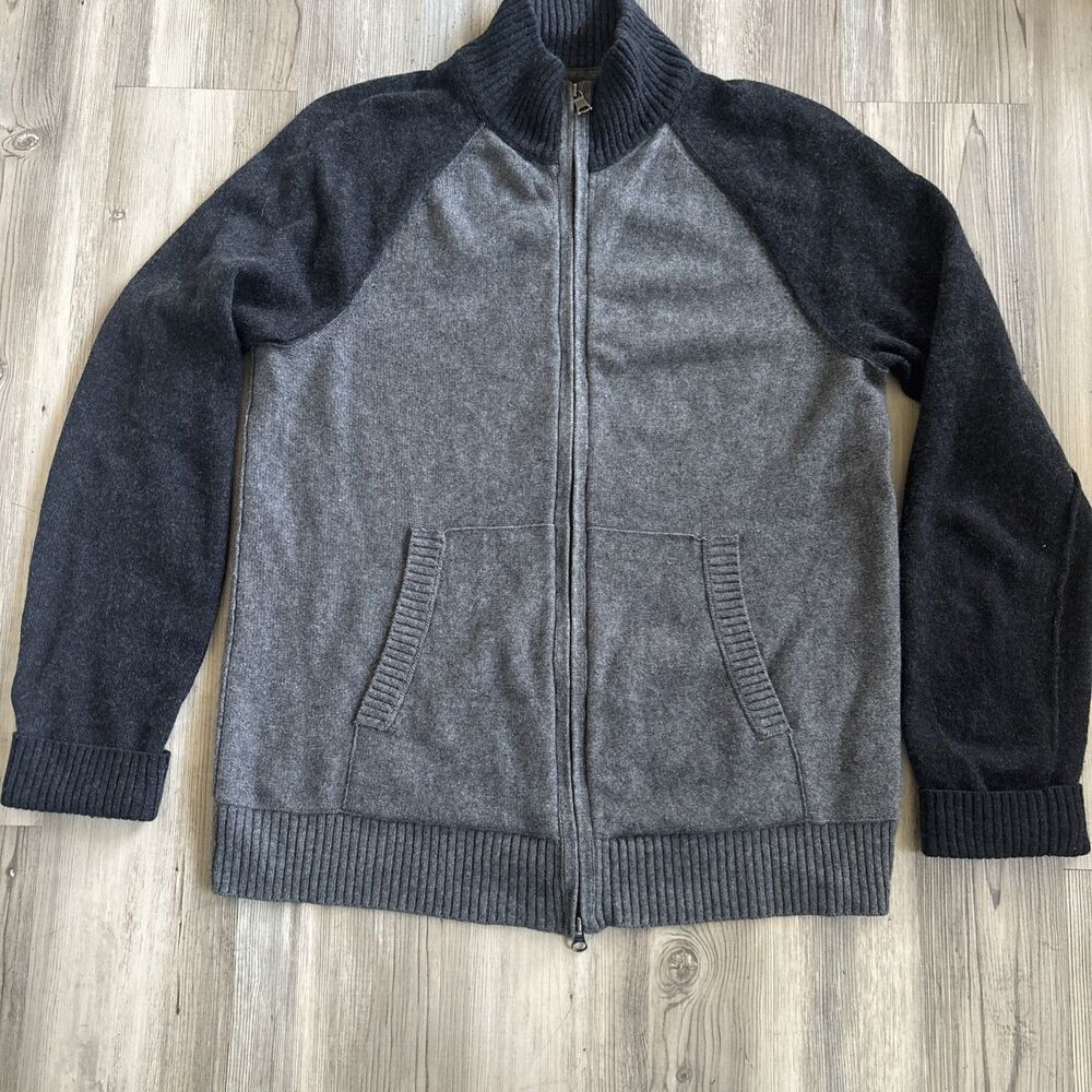Banana Republic Men Luxury Blend Cashmere Cotton Rabbit Hair Zip Up Sweater Med